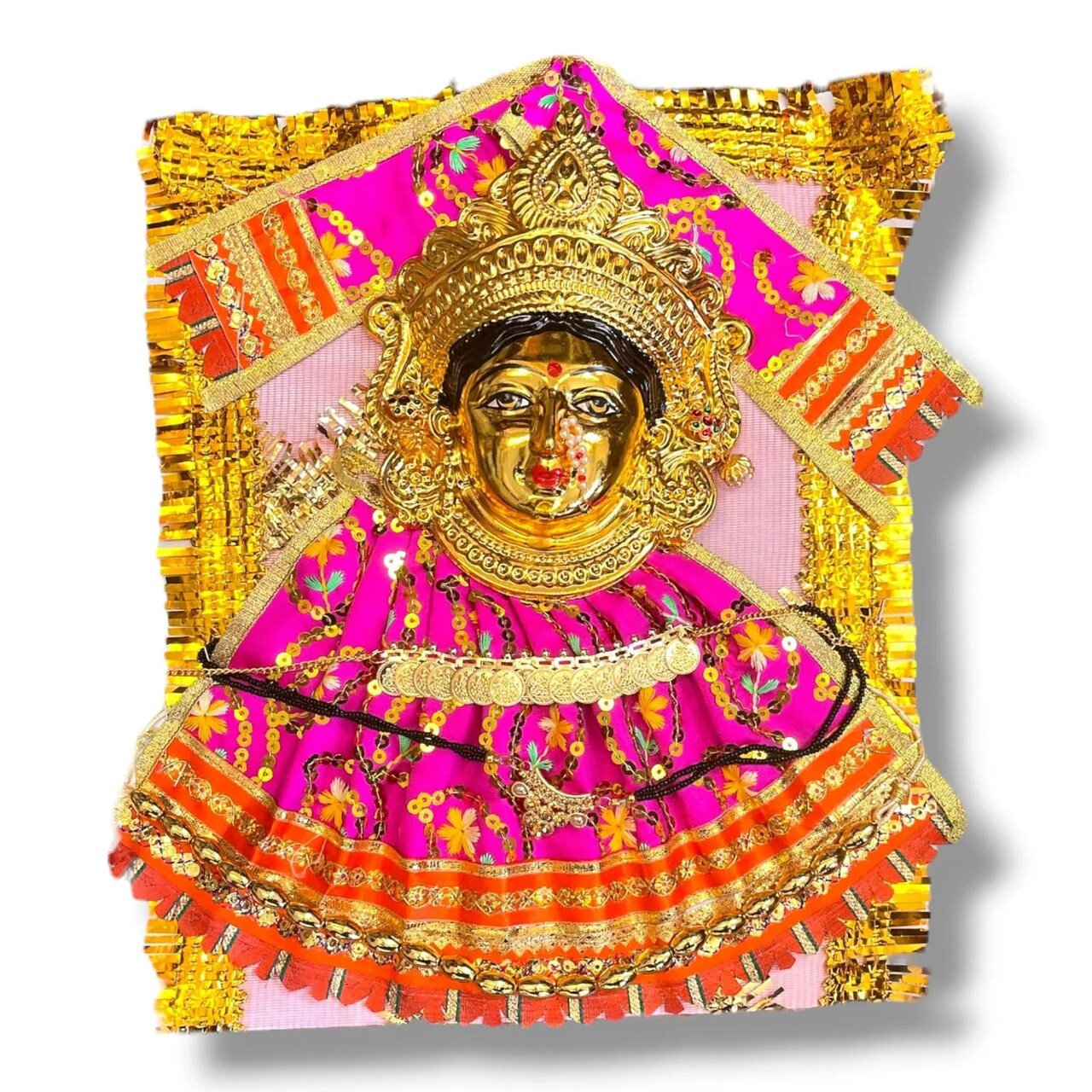Varalaxmi Goddess Face Set Devi Mata Mukhota Mahalaxmi Face Idol Gotta with Embroidery Dress Jewelry for Vara Lakshmi Vratam Navaratri Margashirsha Vratha Pooja Temple